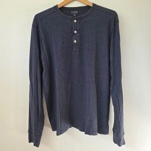 J Crew Men's Dark Blue Long Sleeve Henley - XL